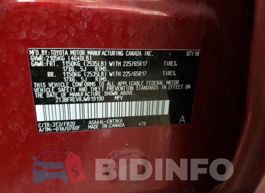 2T3BFREV8JW819190 Photo# 13