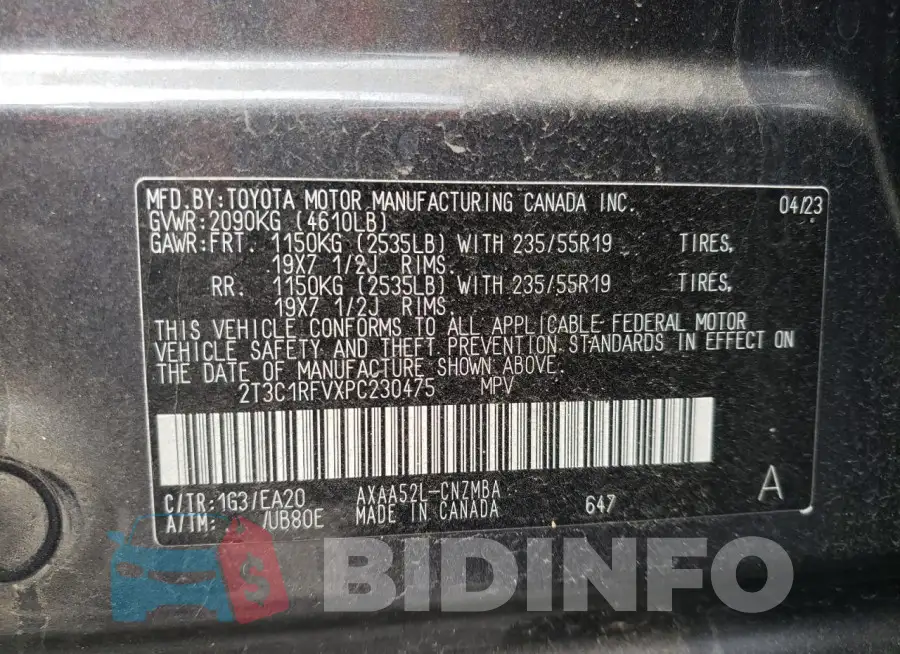 2T3C1RFVXPC230475 Photo# 14
