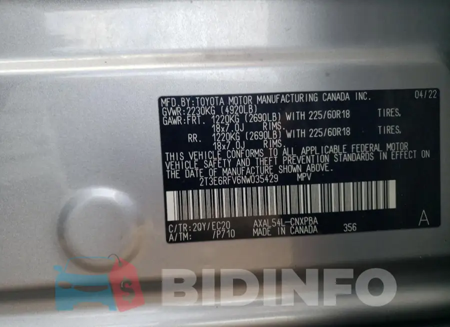 2T3E6RFV6NW035429 Photo# 12