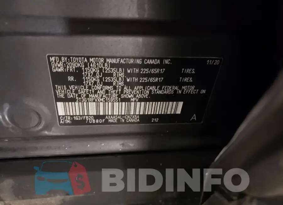 2T3G1RFVXMC159551 Photo# 13