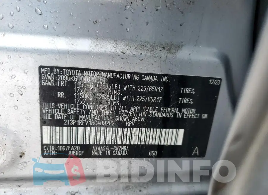 2T3P1RFV1RC409282 Photo# 13