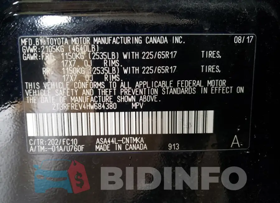 2T3RFREV4HW684380 Photo# 13