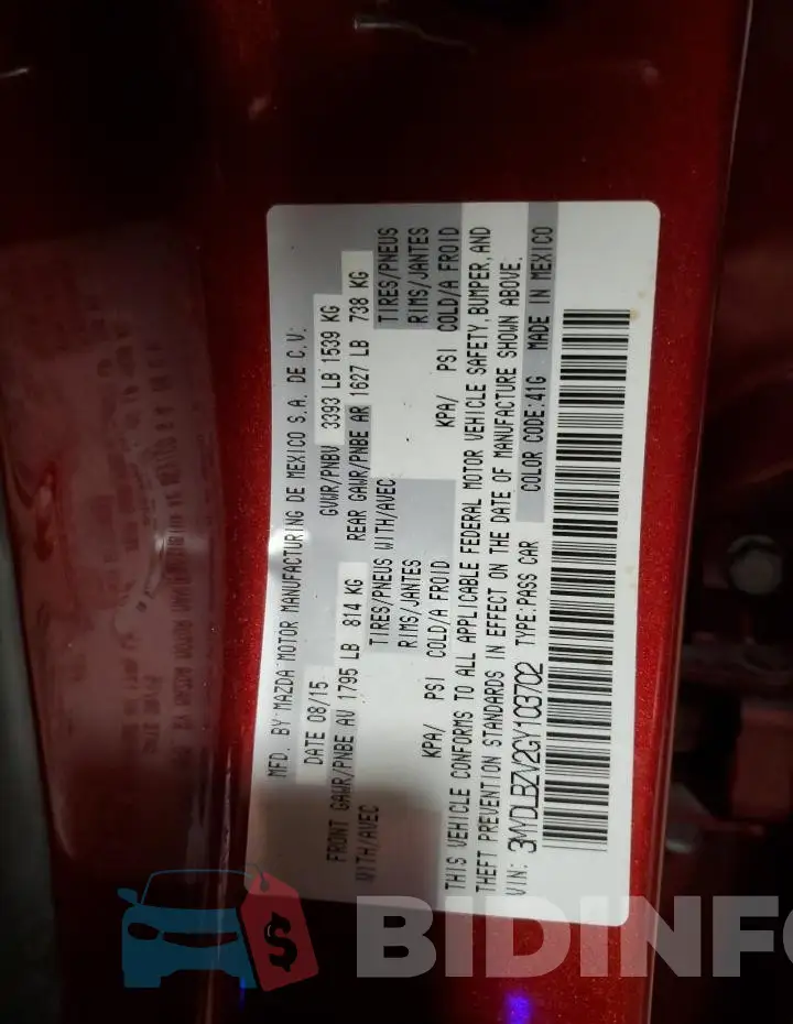 3MYDLBZV2GY103702 Photo# 13
