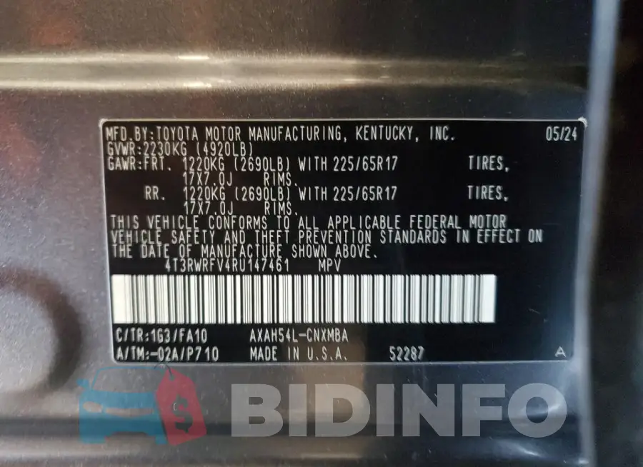4T3RWRFV4RU147461 Photo# 13