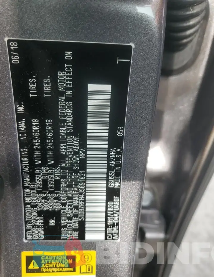 5TDBZRFH4JS891831 Photo# 13
