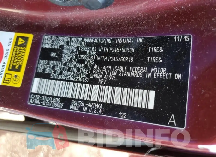 5TDJKRFH3GS230462 Photo# 13