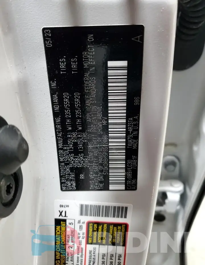 5TDKDRBH5PS512686 Photo# 14