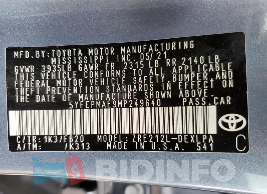 5YFEPMAE9MP249640 Photo# 12