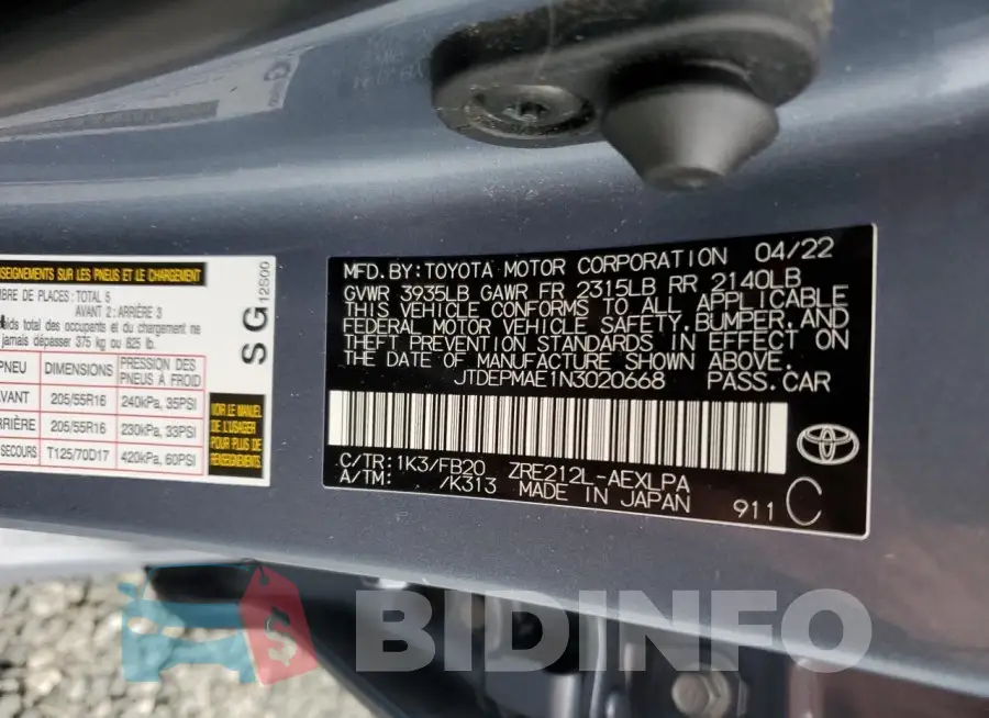 JTDEPMAE1N3020668 Photo# 13