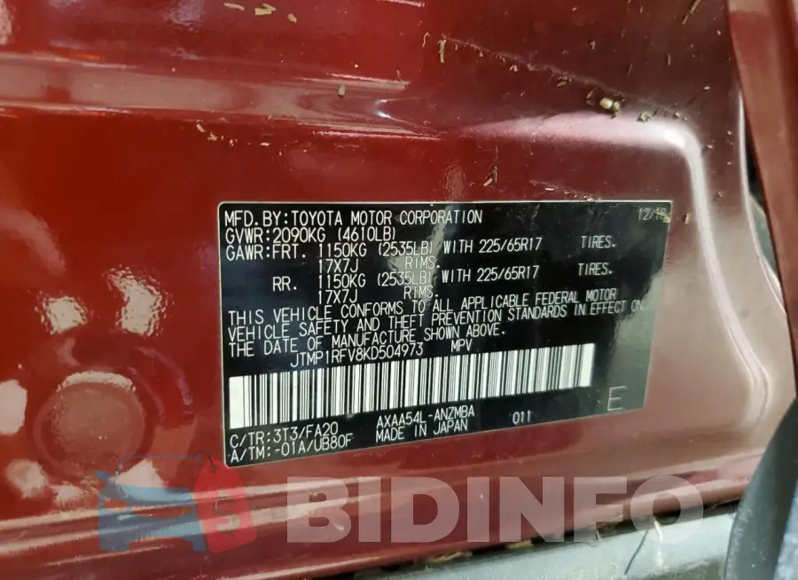 JTMP1RFV8KD504973 Photo# 13