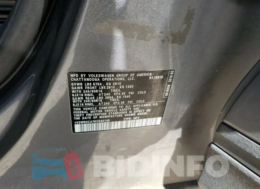 1V2WR2CA7KC532135 Photo# 13