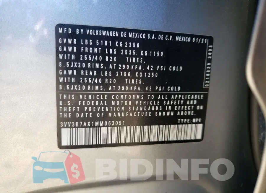 3VV3B7AX1MM063091 Photo# 13