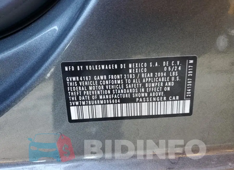 3VW7M7BU6RM095604 Photo# 13