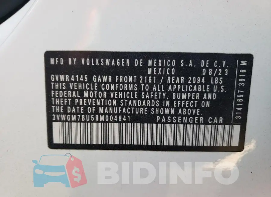 3VWGM7BU5RM004841 Photo# 12
