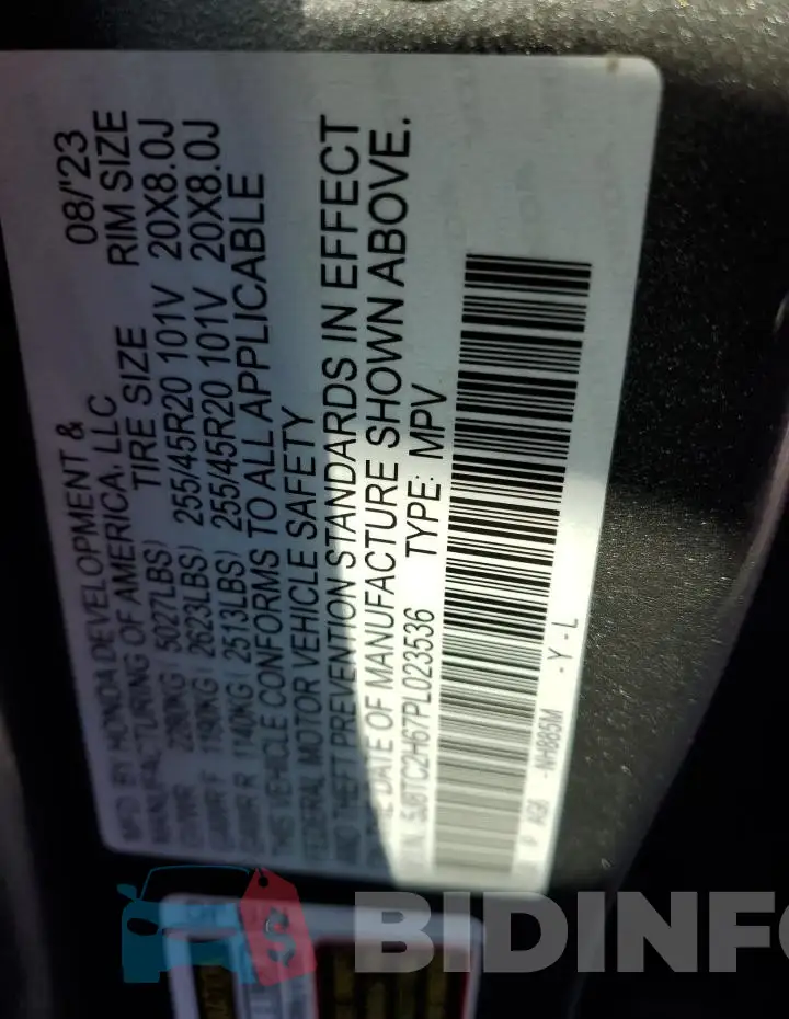5J8TC2H67PL023536 Photo# 13