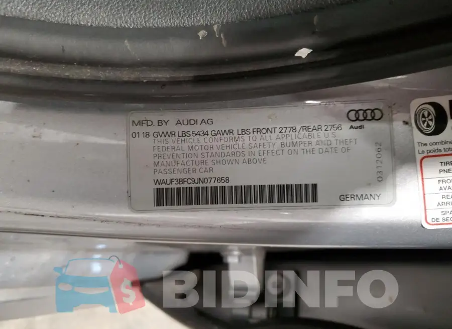 WAUF3BFC9JN077658 Photo# 13