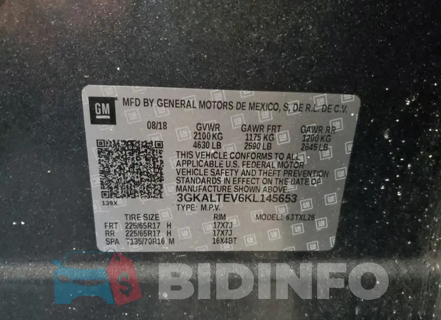 3GKALTEV6KL145653 Photo# 13