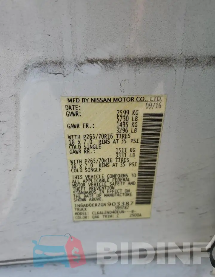 1N6AD0ER2GN903387 Photo# 12