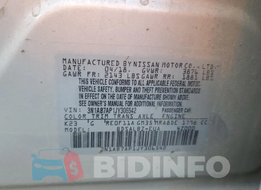 3N1AB7AP1JY306542 Photo# 12
