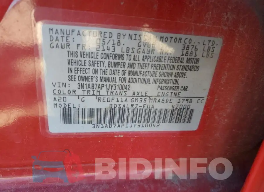 3N1AB7AP1JY310042 Photo# 12