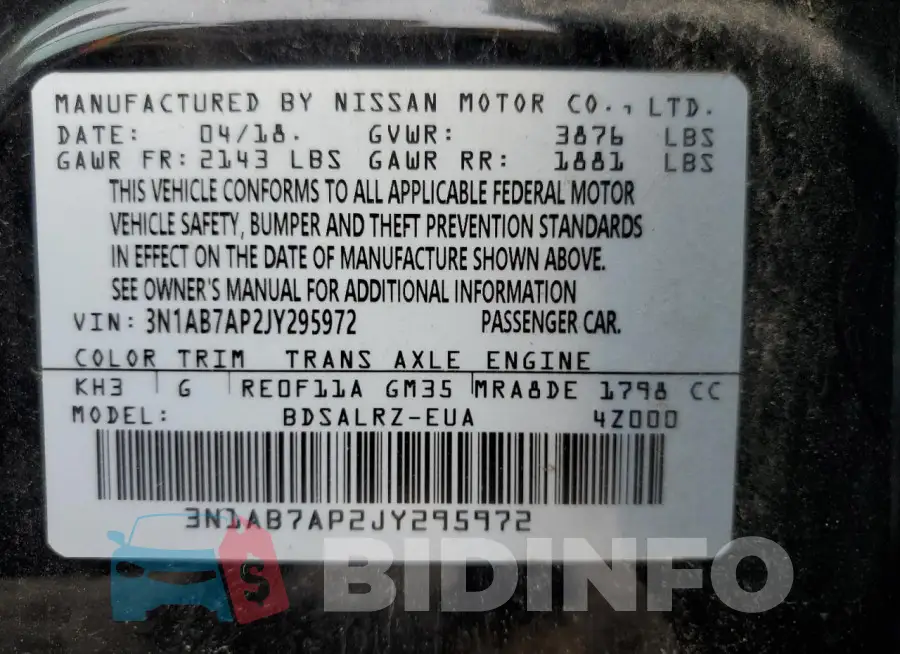 3N1AB7AP2JY295972 Photo# 13