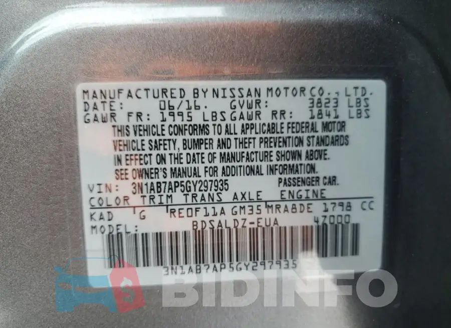 3N1AB7AP5GY297935 Photo# 12
