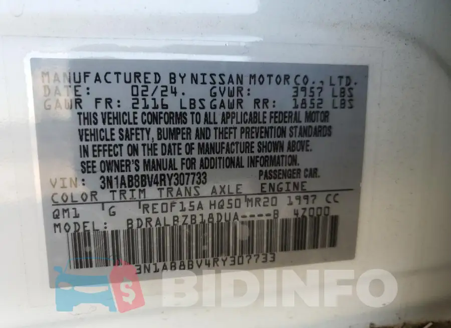 3N1AB8BV4RY307733 Photo# 12