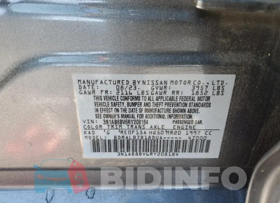 3N1AB8BV6RY208184 Photo# 12