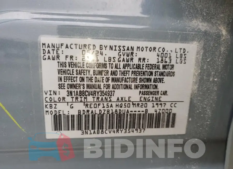 3N1AB8CV4RY354937 Photo# 12