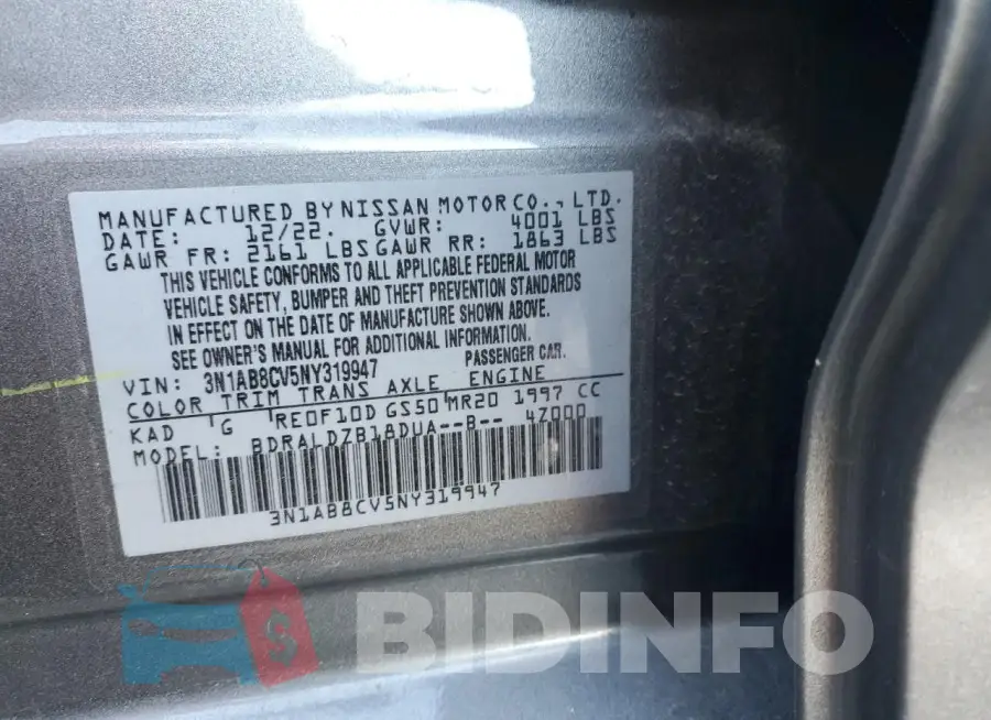 3N1AB8CV5NY319947 Photo# 12