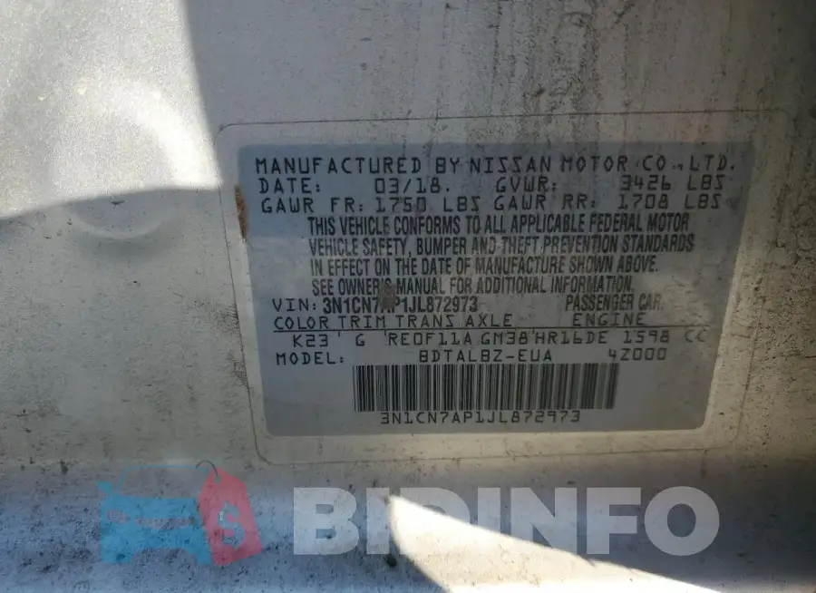 3N1CN7AP1JL872973 Photo# 12