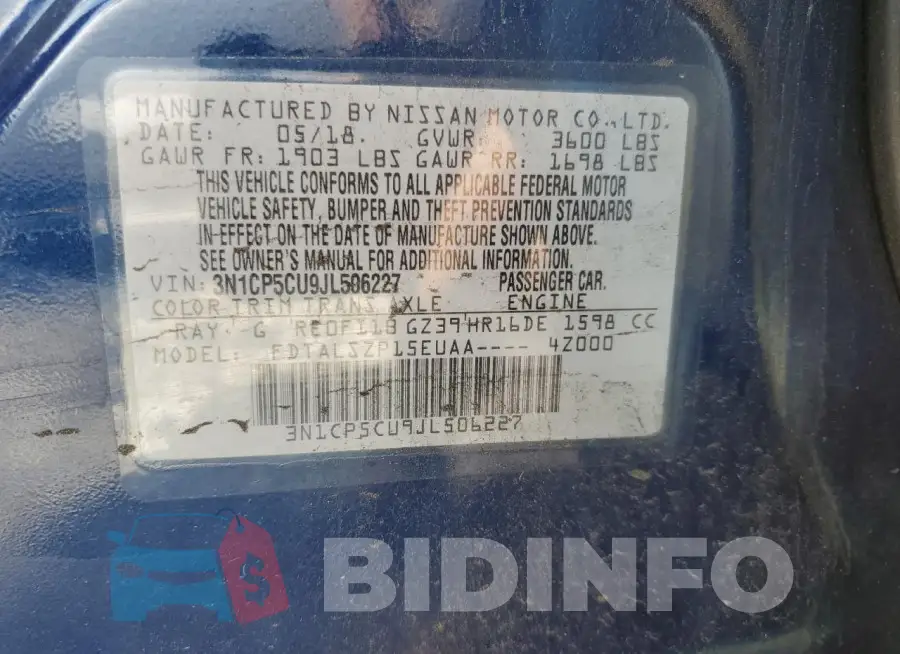 3N1CP5CU9JL506227 Photo# 14