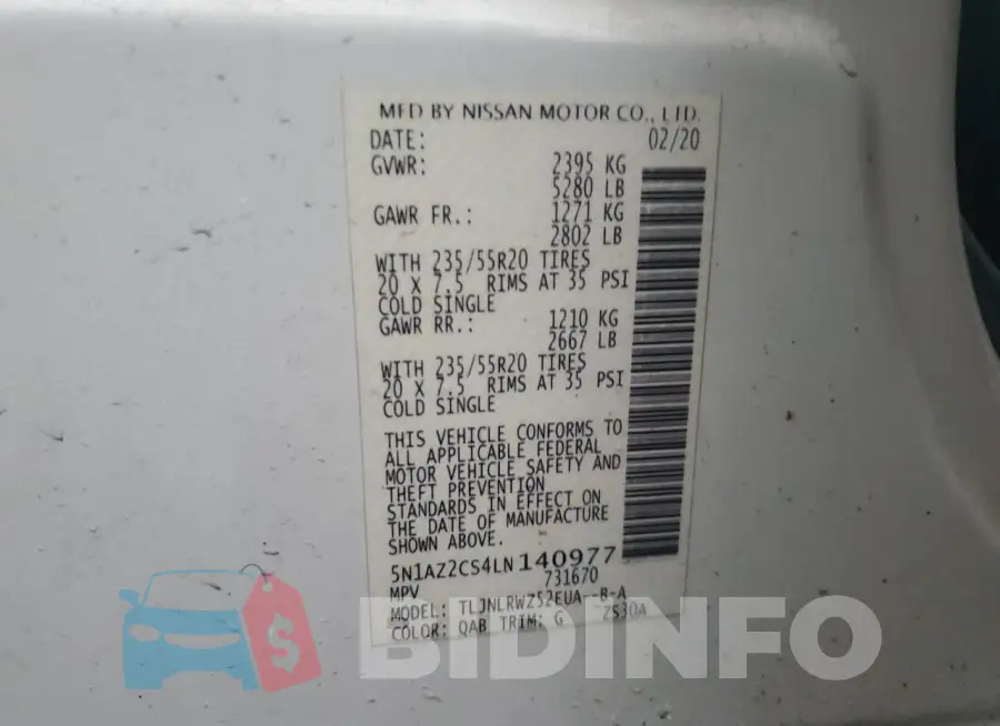 5N1AZ2CS4LN140977 Photo# 13