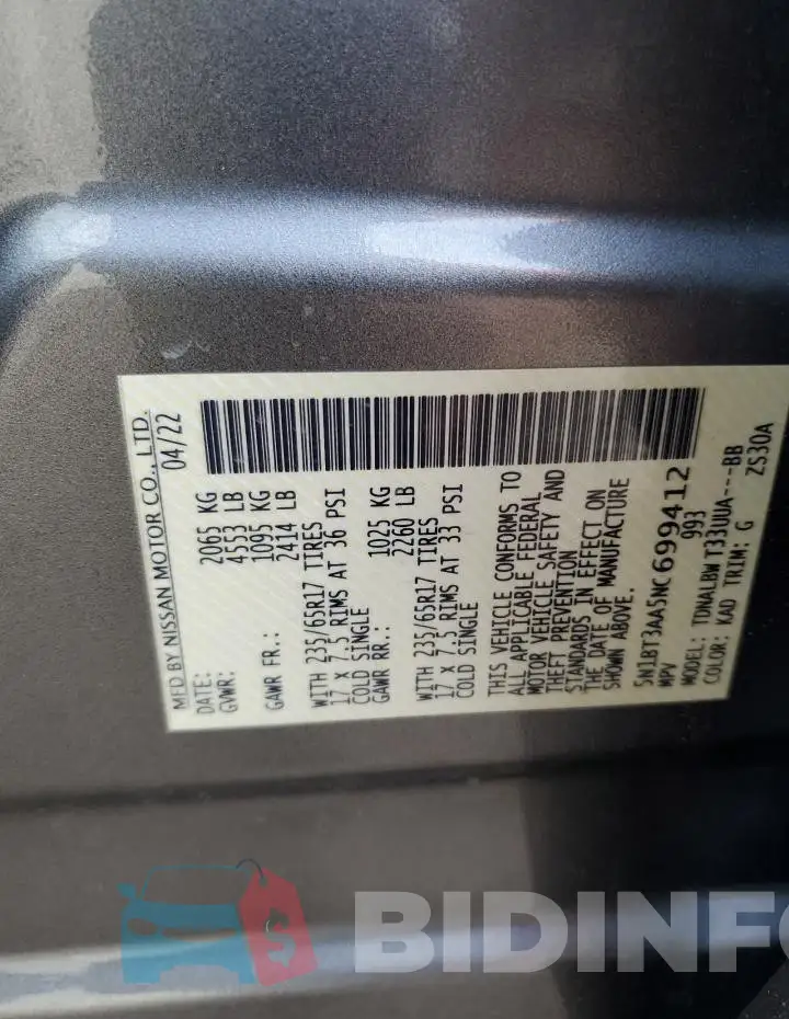 5N1BT3AA5NC699412 Photo# 13