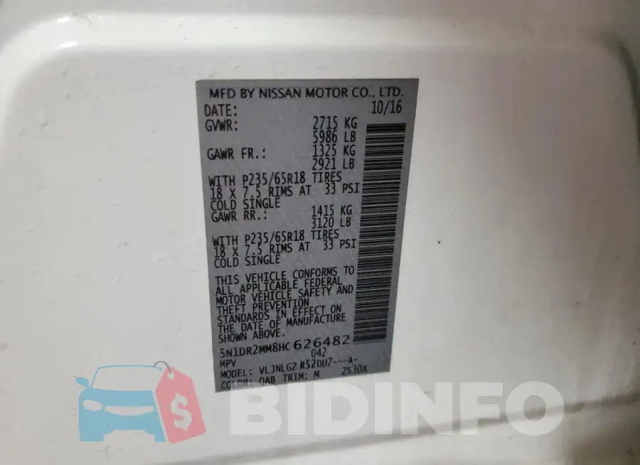 5N1DR2MM8HC626482 Photo# 13