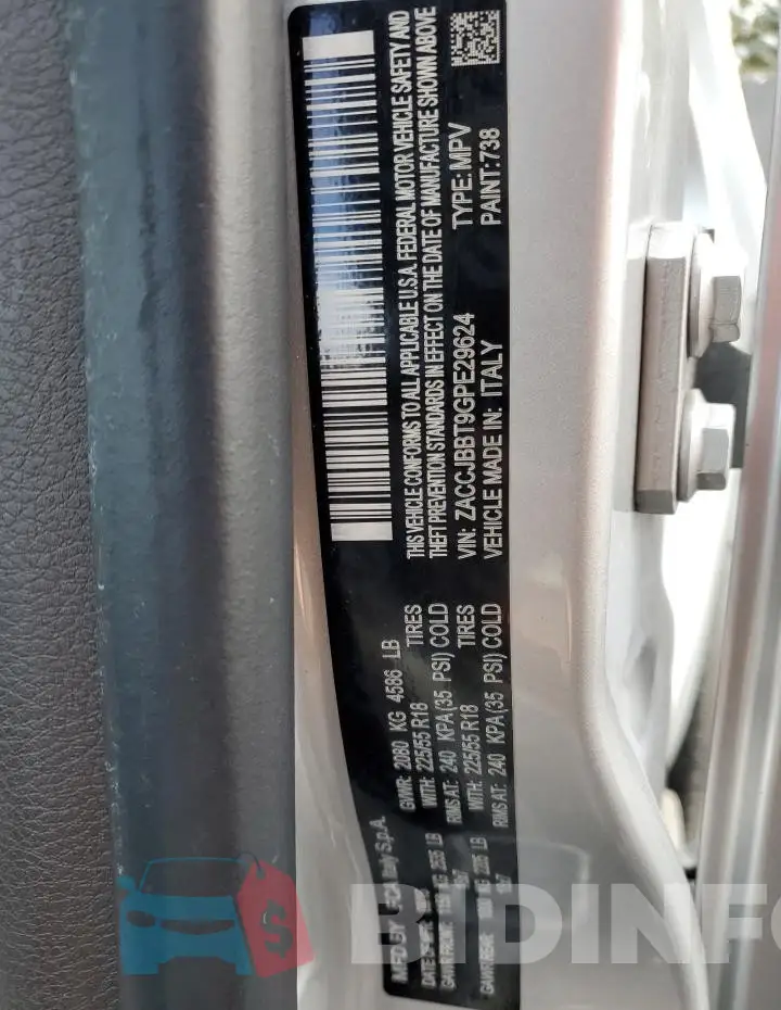 ZACCJBBT9GPE29624 Photo# 14