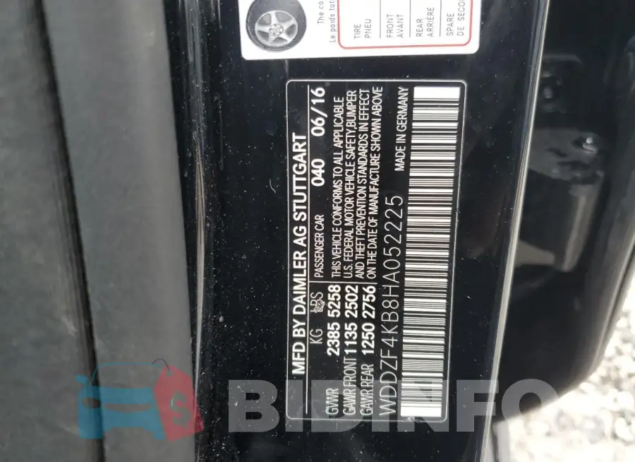 WDDZF4KB8HA052225 Photo# 13