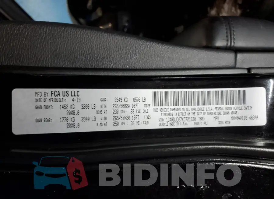 1C4RDJDG7KC721930 Photo# 14
