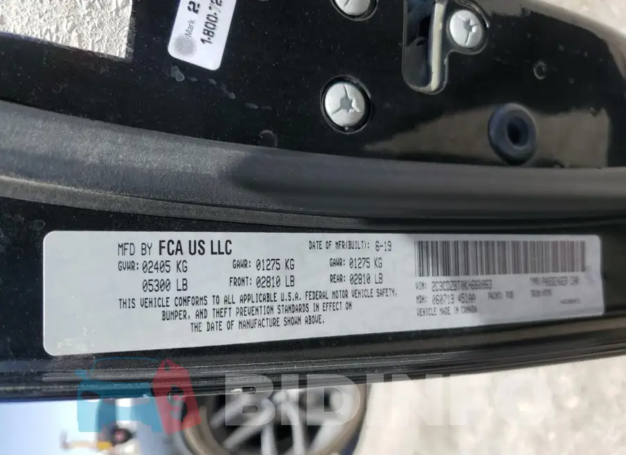 2C3CDZBT0KH660863 Photo# 13