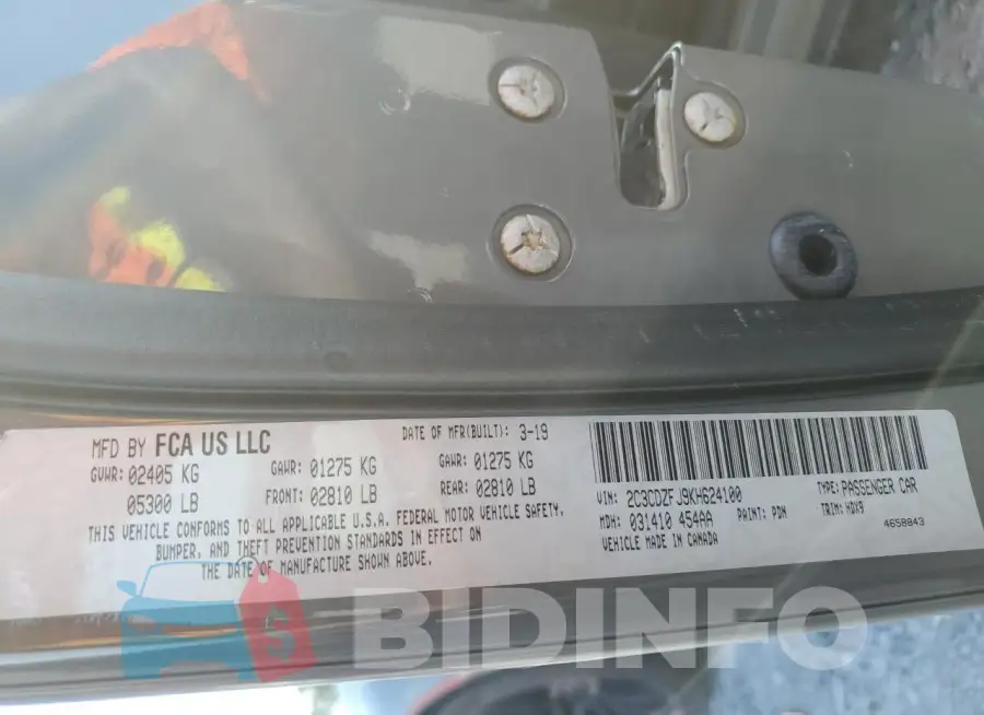 2C3CDZFJ9KH624100 Photo# 12