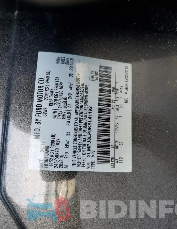 2LMPJ8LP0KBL41192 Photo# 14