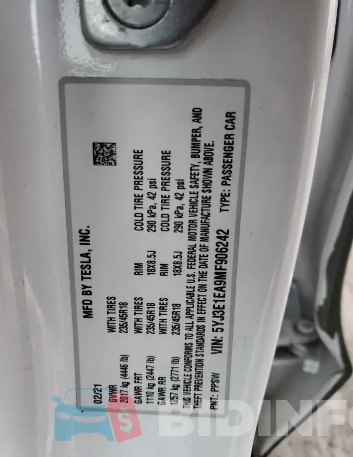5YJ3E1EA9MF906242 Photo# 12