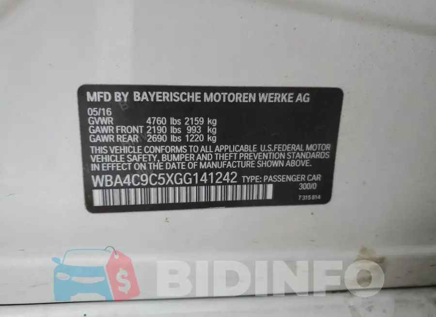 WBA4C9C5XGG141242 Photo# 12