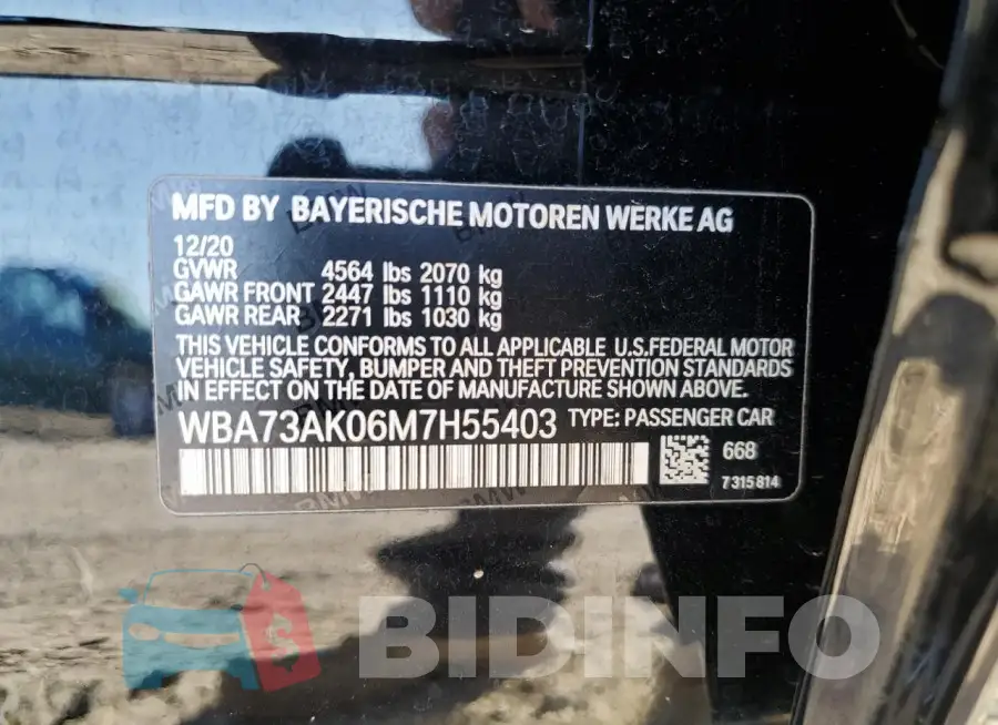 WBA73AK06M7H55403 Photo# 13