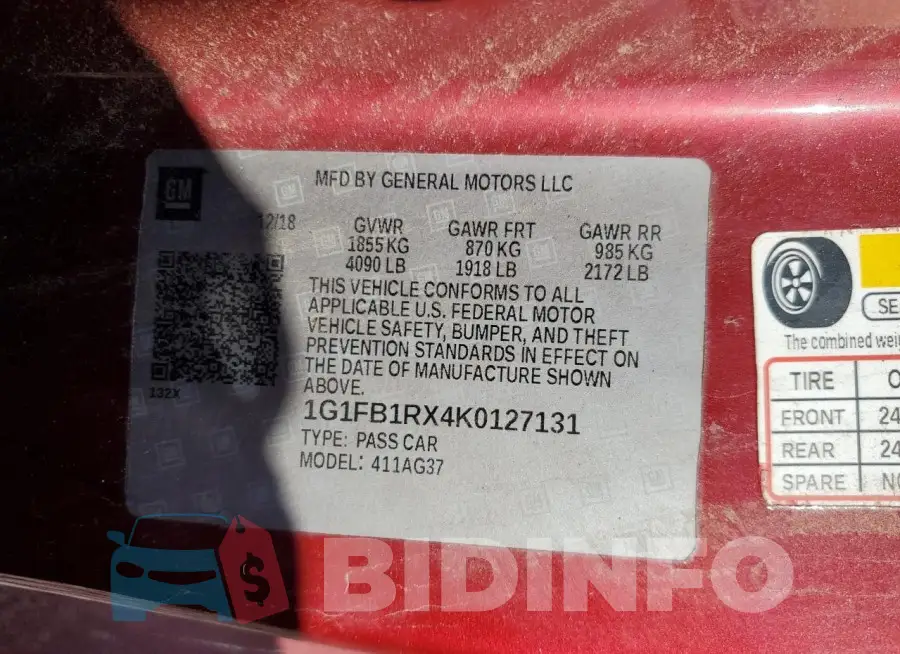 1G1FB1RX4K0127131 Photo# 12