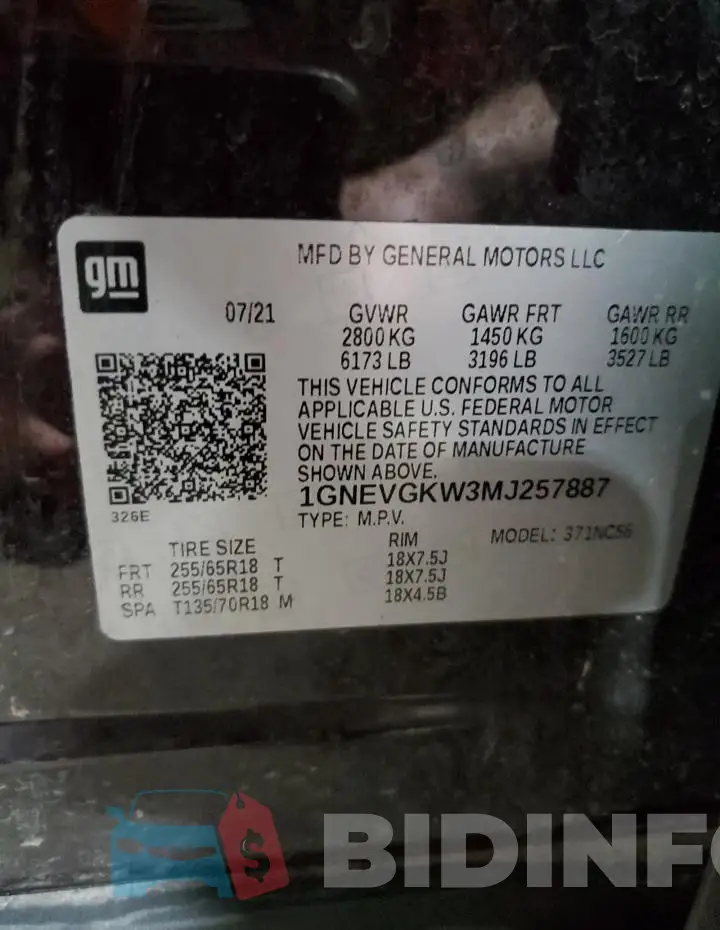 1GNEVGKW3MJ257887 Photo# 13