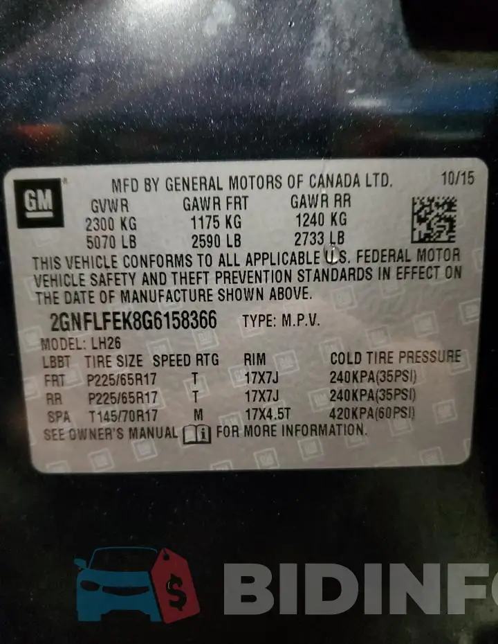 2GNFLFEK8G6158366 Photo# 14