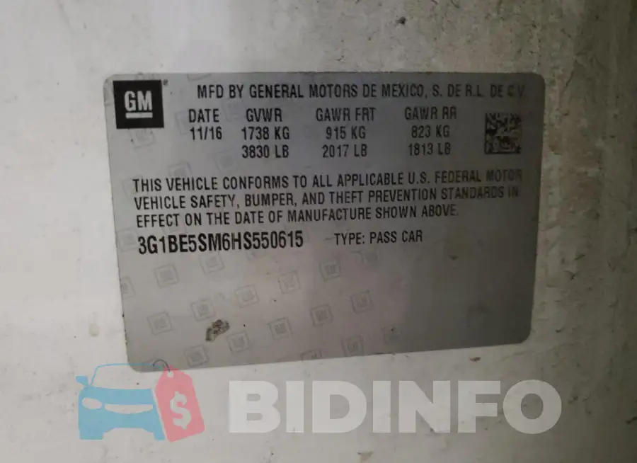 3G1BE5SM6HS550615 Photo# 12