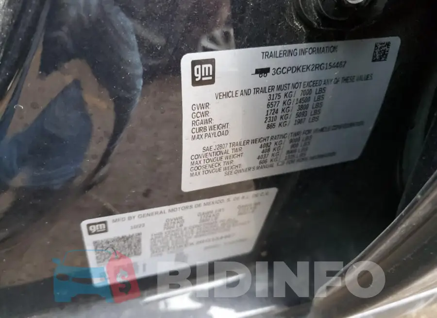 3GCPDKEK2RG154467 Photo# 12