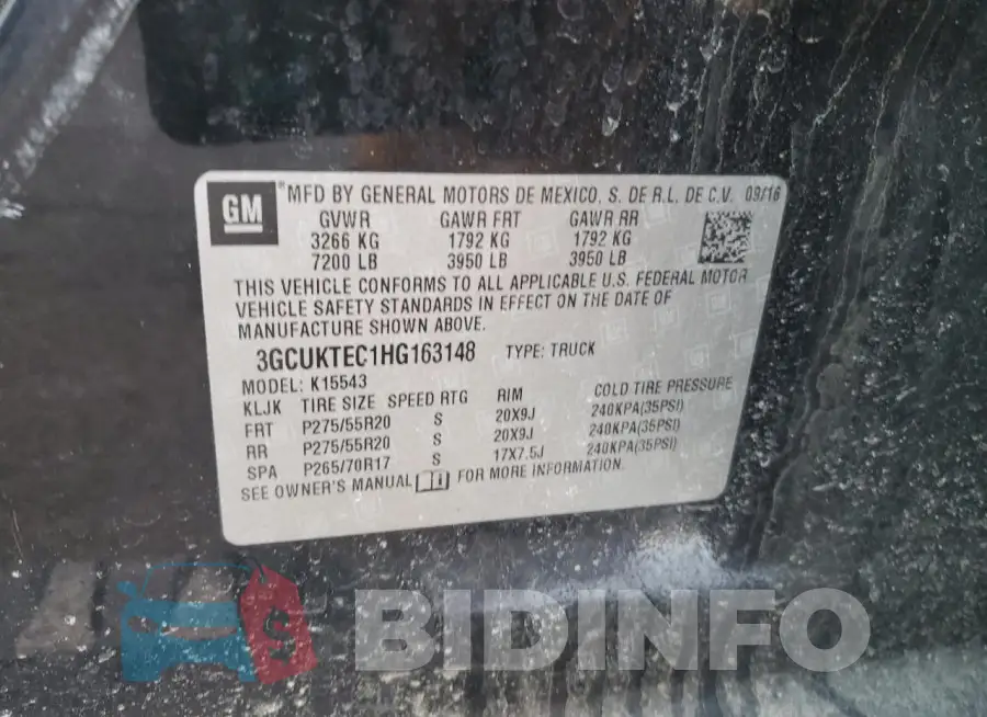 3GCUKTEC1HG163148 Photo# 12